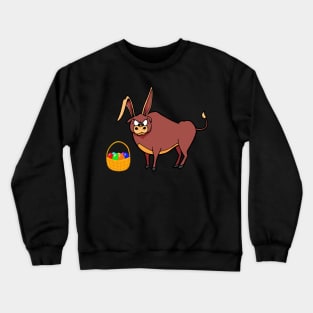 Funny Bull Easter Bunny Ears Crewneck Sweatshirt